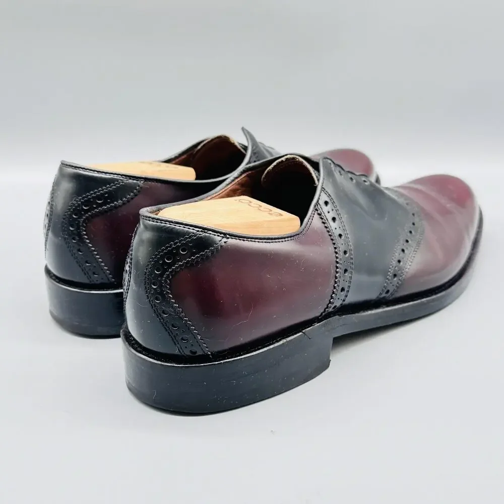 Allen Edmonds Shoes Mens 11 Brown Black Leather Oxford Polo Dress Two Tone